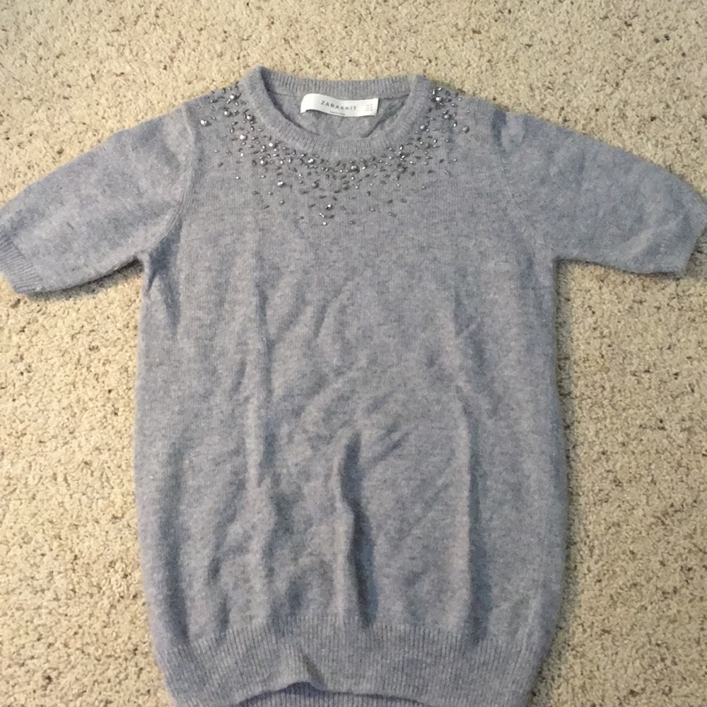 Zara grey short sleeves cardigan